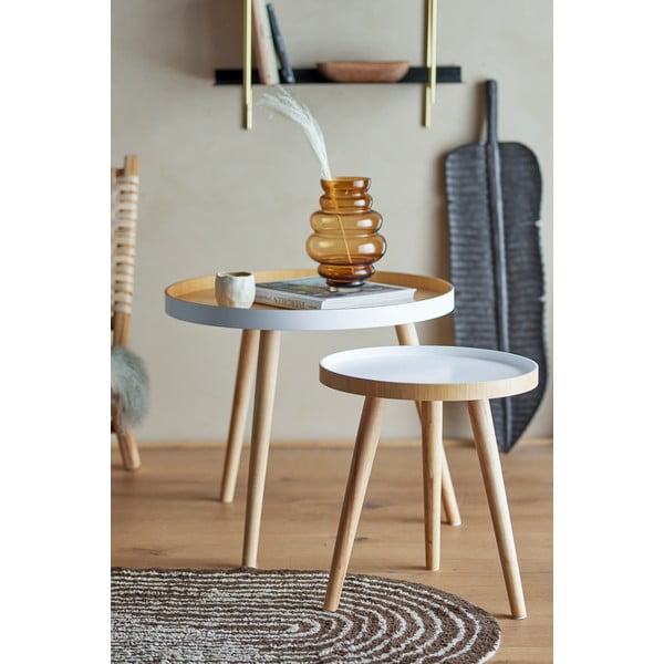 Bambusz kerek tárolóasztal szett 2 db-os ø 60 cm Cappuccino – Bloomingville-image-1