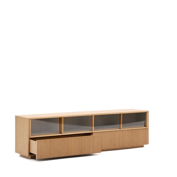 Natúr színű TV-állvány tölgyfa dekorral 200x54x40 cm Helvine – Kave Home-image-3