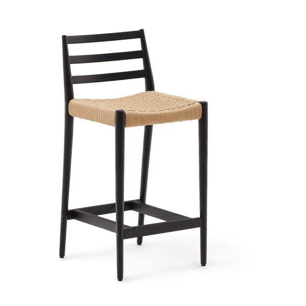 Fekete-natúr színű tölgyfa bárszék (ülésmagasság 70 cm) Analy – Kave Home