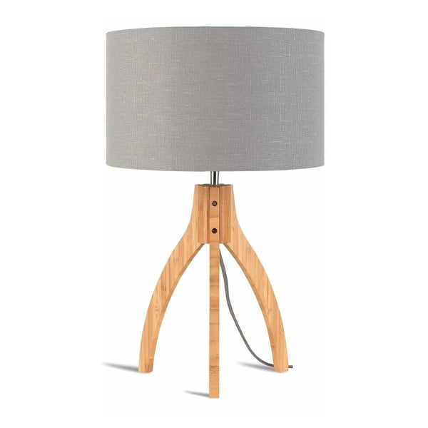 Annapurna asztali lámpa világosszürke búrával és bambusz lámpatesttel - Good&Mojo