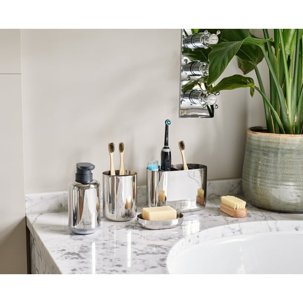 Fényes ezüstszínű rozsdamentes acél fogkefetartó pohár EasyStore Luxe – Joseph Joseph-image-3