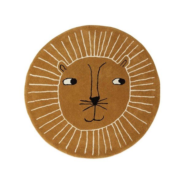 Barna gyapjúkeverék gyerek szőnyeg ø95 cm Lion – OYOY Mini