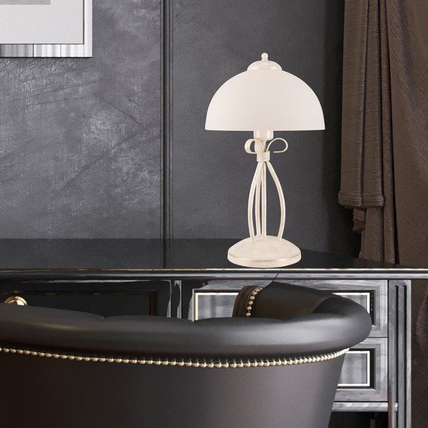 Fehér asztali lámpa üveg búrával (magasság 43 cm) Adelle – LAMKUR-image-1