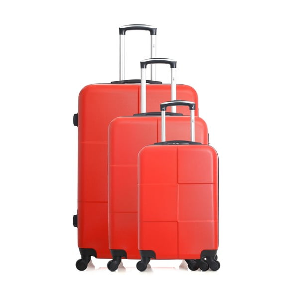 Coronado 3 db-os piros gurulós bőrönd szett - Hero