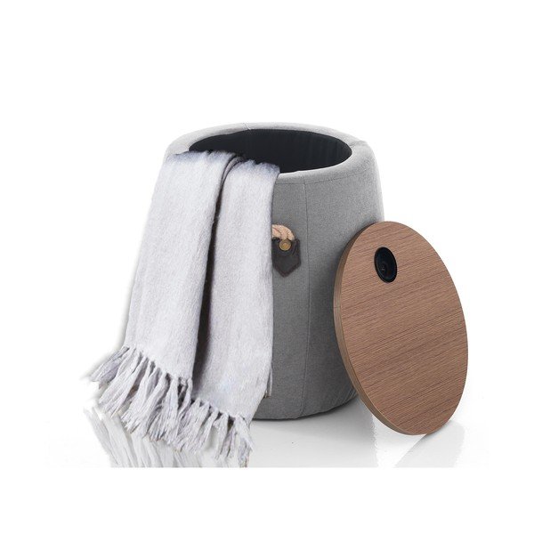 Barril szürke puff tárolóval, ø 40 cm - Tomasucci-image-2