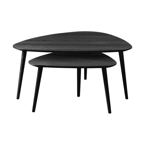 Fekete dohányzóasztal szett 2 db-os 70x100 cm Adda – Unique Furniture-image-2
