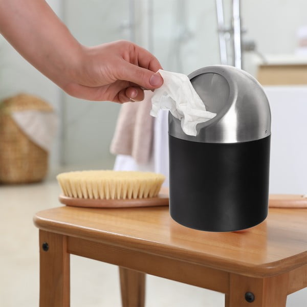 Fekete rozsdamentes acél szemetes 1,2 l BLACK – Orion-image-1