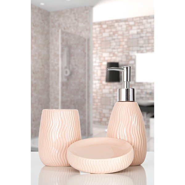Rózsaszín kerámia fürdőszobai kiegészítő szett Merlin – Mioli Decor-image-1