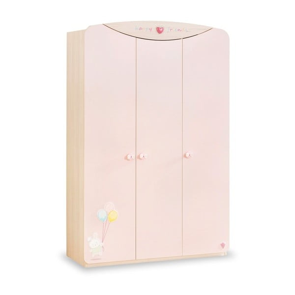 Baby Girl 3 Doors Wardrobe halvány rózsaszín ruhásszekrény