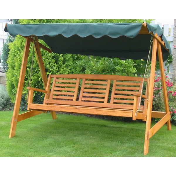 Zöld-barna tömörfa kerti hintaágy Eden – Rojaplast-image-1