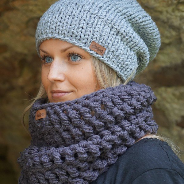 Grey Beanie kézzel horgolt sapka - DOKE-image-1