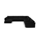Fekete bársony sarokkanapé (jobb oldali-U alakú) Vanda – Mazzini Sofas