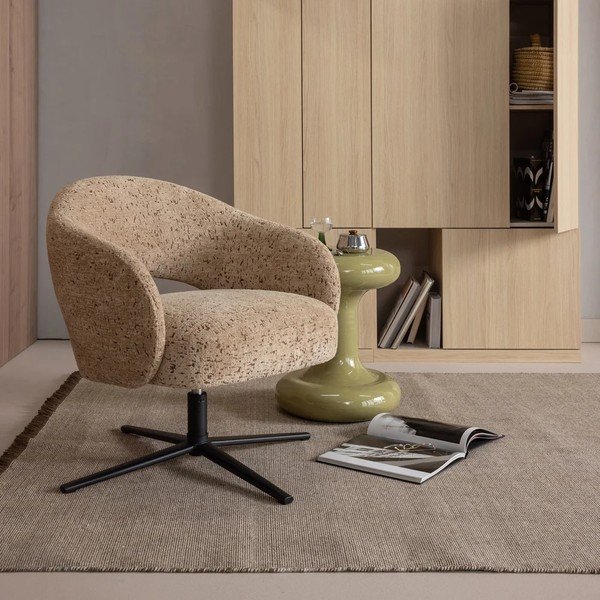 Bézs forgó zsenília fotel Pico – WOOOD-image-2
