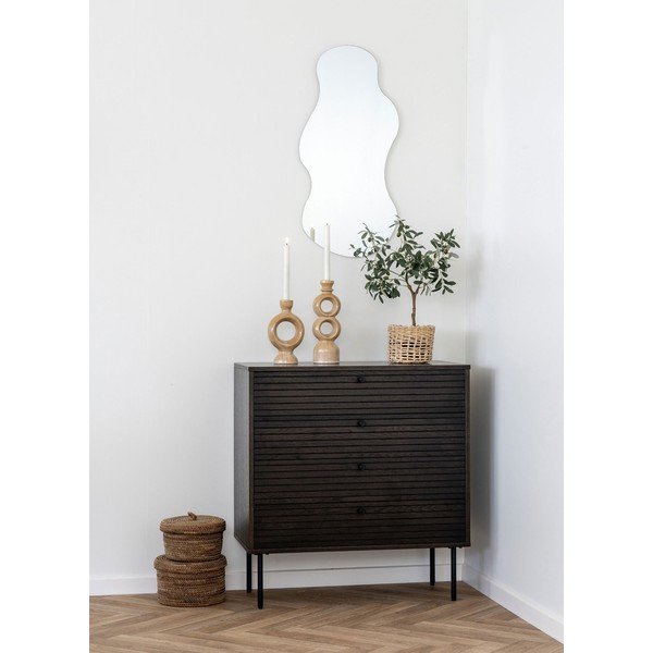 Sötétbarna alacsony komód tölgyfa dekorral 80x85 cm Kyoto – House Nordic-image-1