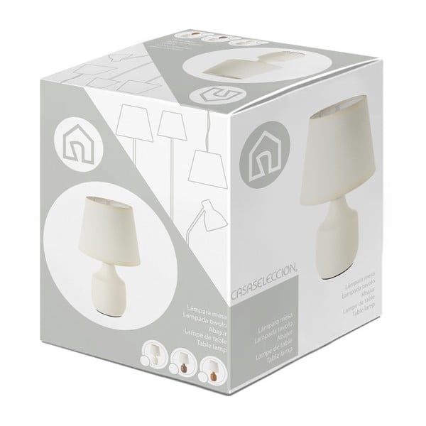 Fehér-krémszínű kerámia asztali lámpa textil búrával (magasság 24 cm) – Casa Selección-image-4
