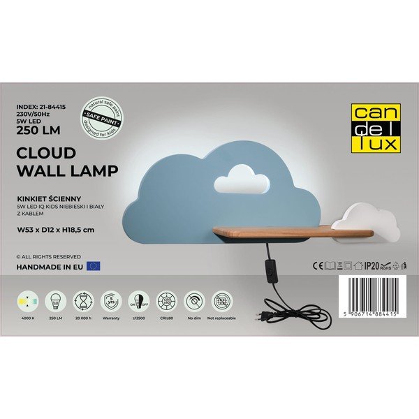 Fehér-kék gyerek lámpa Cloud – Candellux Lighting-image-3
