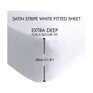 Fehér gumis lepedő 90x190 cm Satin Stripe - Catherine Lansfield