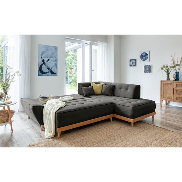 Dazzling Daisy L sötétszürke kinyitható kanapé, jobb oldalas - Miuform-image-4