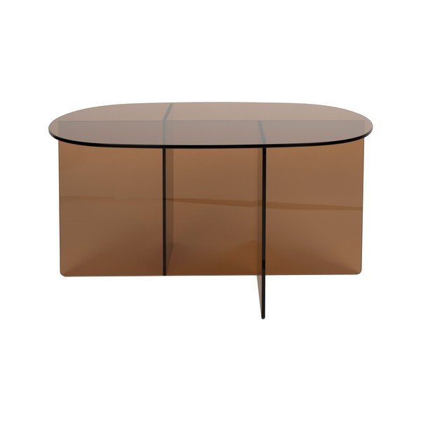 Barna üveg dohányzóasztal 60x80 cm Linea – Zuiver-image-2