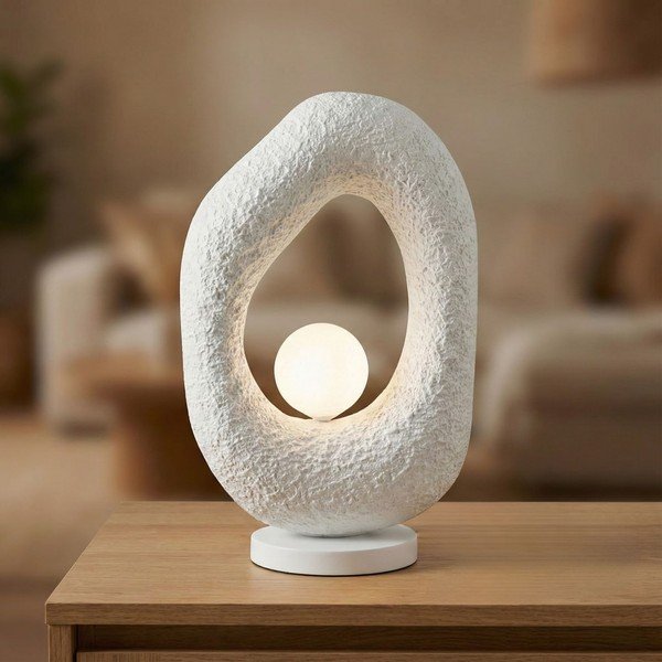 Fehér fém asztali lámpa (magasság 50 cm) Lore – Opviq lights-image-3