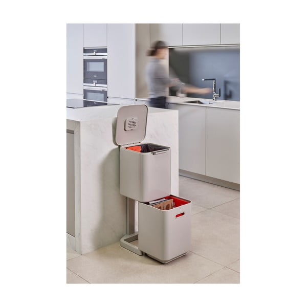 Totem Compact háromrekeszes krémfehér szelektív szemetes, 40 l - Joseph Joseph-image-1