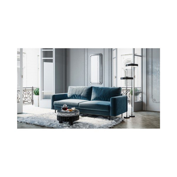 Levie sötétkék bársonykanapé, 222 cm - devichy-image-3