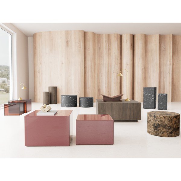 Barna üveg dohányzóasztal szett 2 db-os 50x50 cm Dice – Actona-image-1