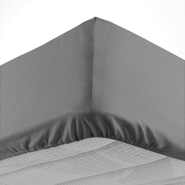 Antracitszürke gumis pamut lepedő 180x200 cm Lina – douceur d'intérieur-image-3