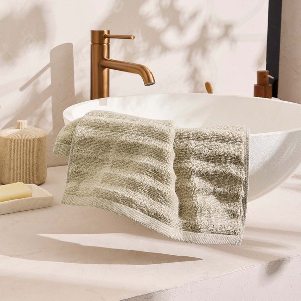 Bézs frottír pamut törölköző 30x50 cm Maya – douceur d'intérieur-image-2