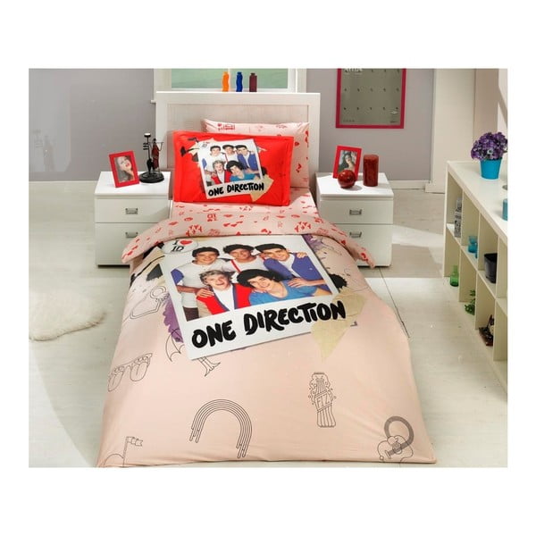 One Direction gyermek ágyneműhuzat-garnitúra lepedővel, 100 x 150 cm