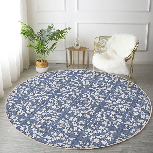 Kék mosható-robotporszívóval tisztítható kerek szőnyeg ø 100 cm Comfort – Mila Home-image-1