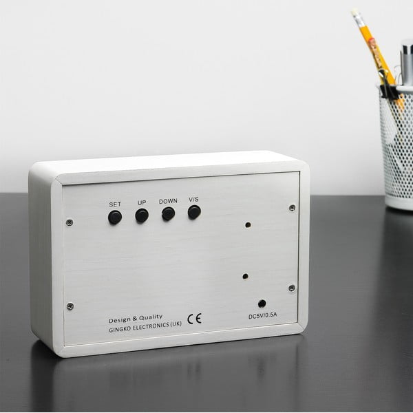 Brick Click Clock fehér ébresztőóra fehér LED kijelzővel - Gingko-image-1