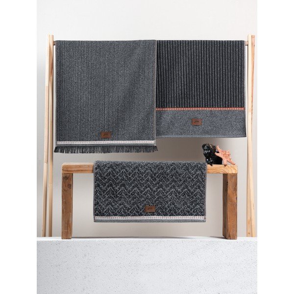 Antracitszürke törölköző szett 3 db-os 50x90 cm Denim – Foutastic-image-2