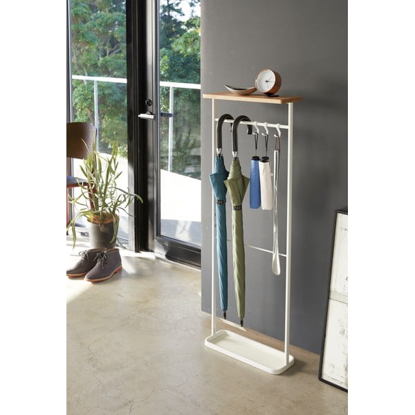 Tower fehér fém állvány fa polccal - Yamazaki-image-4