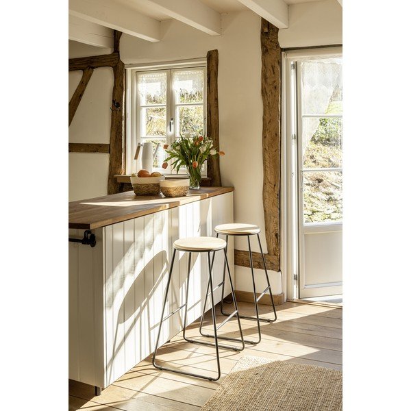 Fekete-natúr színű bárszék szett 2 db-os (ülésmagasság 70 cm) Loft – Wenko-image-1