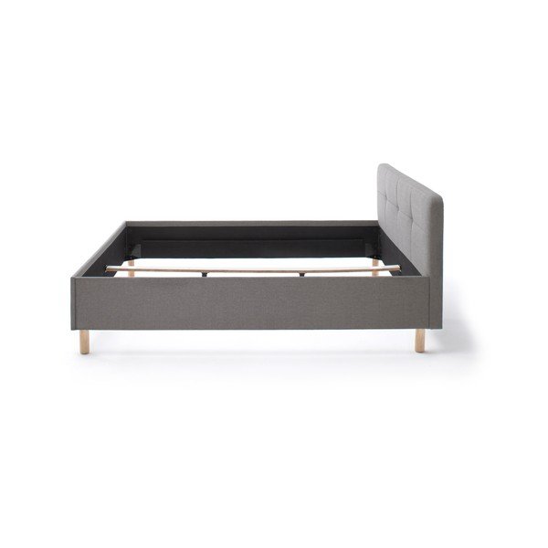 Világosszürke kárpitozott franciaágy ágyrács nélkül 180x200 cm Amelie – Meise Möbel-image-4