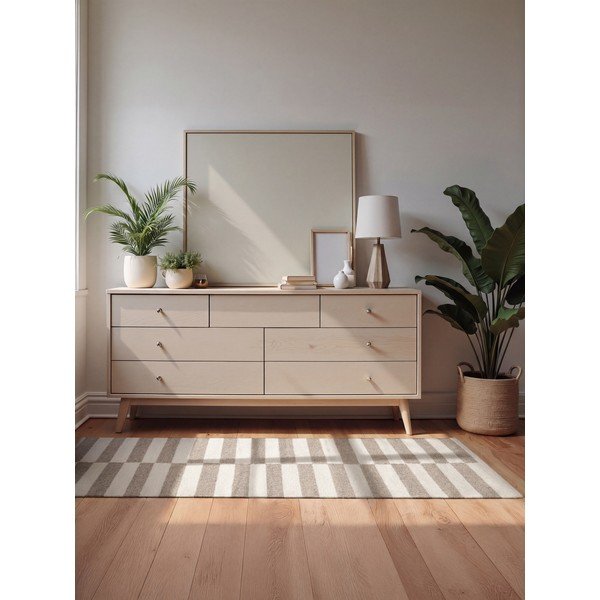 Fehér-szürke kétoldalas-kézi szövésű gyapjú szőnyeg 80x150 cm Vika – Hanse Home-image-1