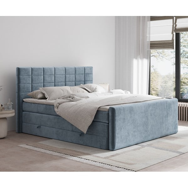 Kék ágyneműtartós boxspring ágy 140x200 cm Ava – Maison de Rêve-image-1