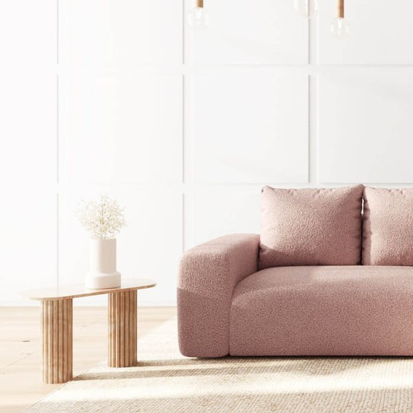 Rózsaszín buklé sarokkanapé (jobb oldali-heverő résszel) Monce – Rodier-image-4