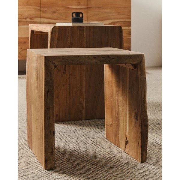 Akácfa tárolóasztal szett 2 db-os 40x50 cm Lomiri – Kave Home-image-3