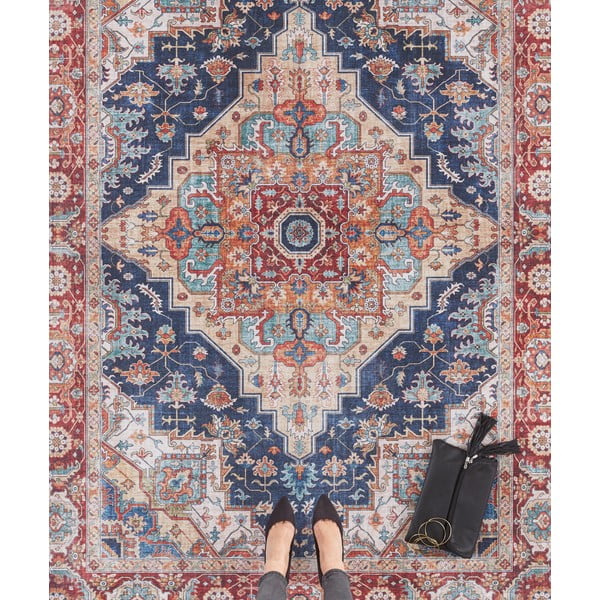 Sylla sötétkék-piros futószőnyeg, 80 x 200 cm - Nouristan-image-1