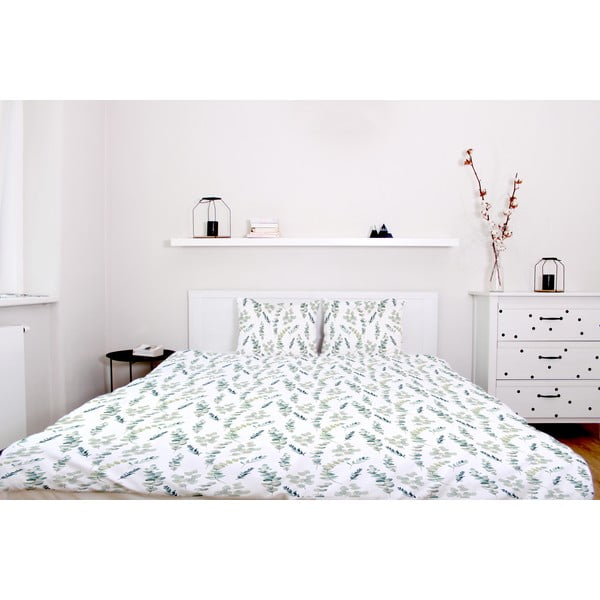 Eucalyptus Branches pamut-szatén kétszemélyes ágyneműhuzat, 200 x 200 cm - Butter Kings-image-1