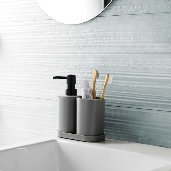 Sötétszürke műanyag fürdőszobai kiegészítő szett Vita – douceur d'intérieur-image-1