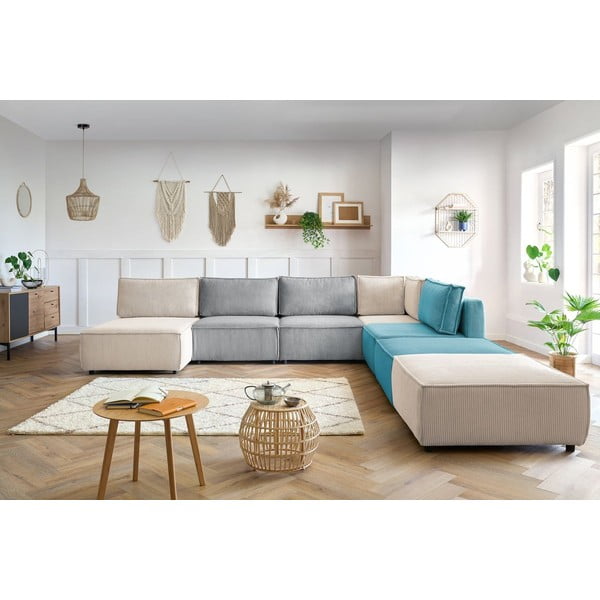 Kordbársony sarokkanapé ("U" alakú-variálható) Nihad modular – Bobochic Paris-image-1