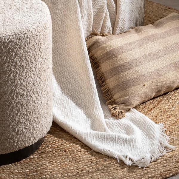 Krémszínű újrahasznosított pamut ágytakaró 180x260 cm Spike – Ixia-image-1