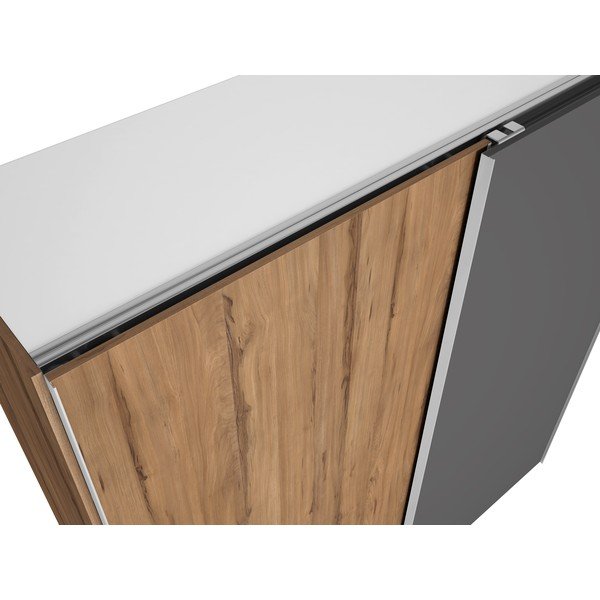 Szürke ruhásszekrény diófa dekorral, tolóajtókkal 182x200 cm Malta - Marckeric-image-3