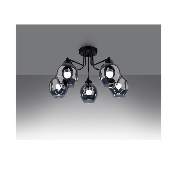 Fekete mennyezeti lámpa üveg búrával 59x59 cm Garten – Sollux-image-1