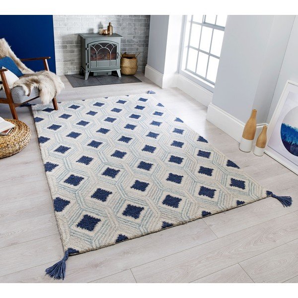 Marco bézs-kék gyapjú szőnyeg, 120 x 170 cm - Flair Rugs-image-4