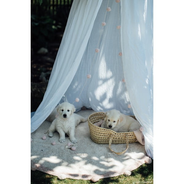 Krémszínű mosható kézi szövésű pamut gyerek szőnyeg ø120 cm Bubbly Vintage Nude – Lorena Canals-image-1