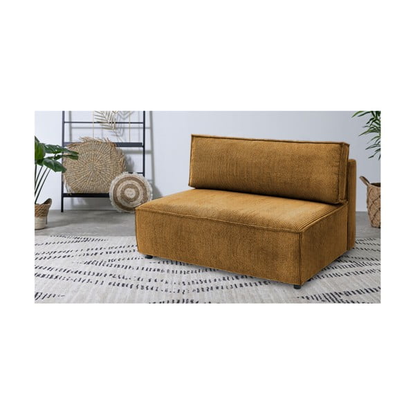 Mustársárga kordbársony kanapé modul (középső rész) Nihad modular – Bobochic Paris-image-1